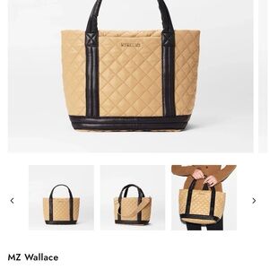 MZ Wallace Quilted Tan and Black Tote